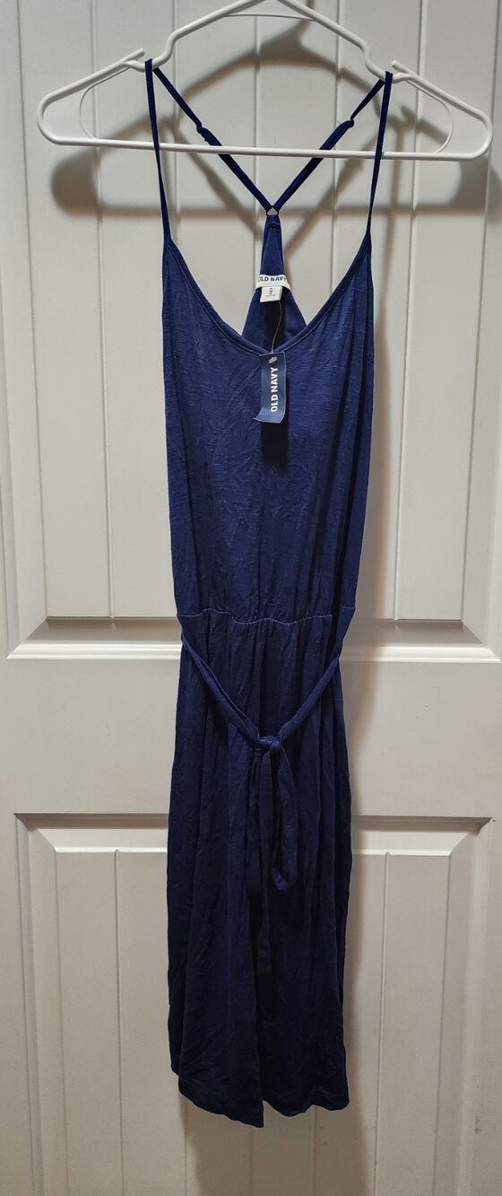 NEW Old Navy Womens M Cami Blue Dress Racerback Fit & Flare Spaghetti Strap